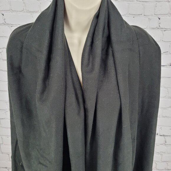 Royal Rossi Black 100% Cashmere Fringe Rectangle Scarf Wrap 70x30" - Picture 3 of 5